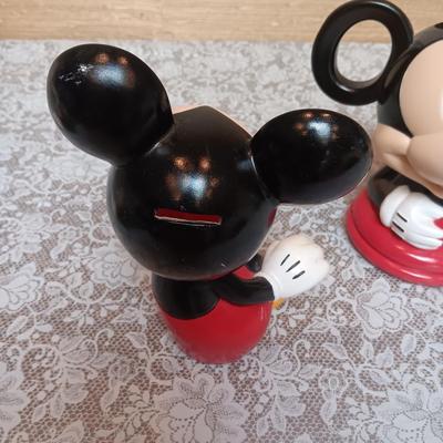 DISNEY MICKEY MOUSE COIN BANK AND WATERING CAN