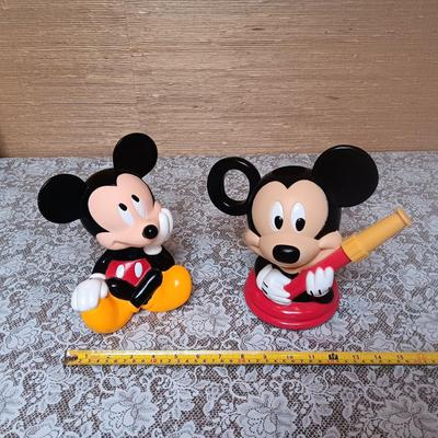 DISNEY MICKEY MOUSE COIN BANK AND WATERING CAN