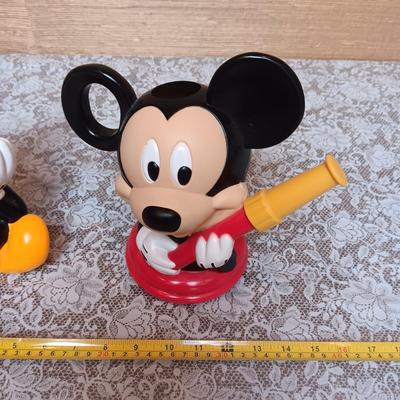 DISNEY MICKEY MOUSE COIN BANK AND WATERING CAN