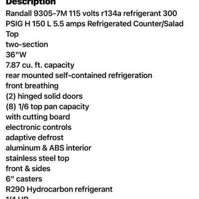 Randall salad top commercial cooler stainless steel