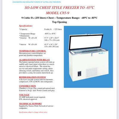SO LOW CHEST STYLE model C85-9 (9 cubic ft) 7915 new
