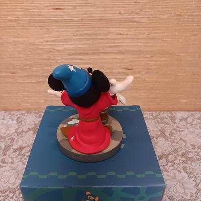 WALT DISNEY MICKEY SORCERER RESIN CLOCK AND 2 GLASSES