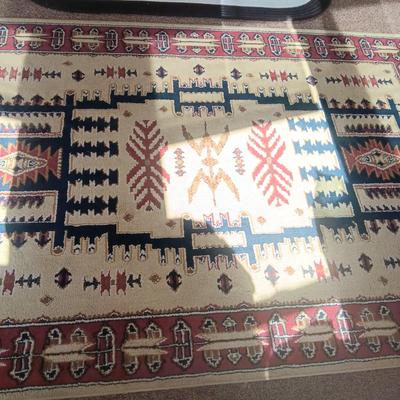 NORTHFORK AREA RUG, 2 RUBBER BACK MOOSE RUGS AND A HALL RUNNER RUG