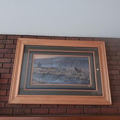 BEAUTIFULLY FRAMED AND MATTED PICTURE OF ELKS