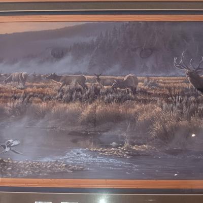 BEAUTIFULLY FRAMED AND MATTED PICTURE OF ELKS