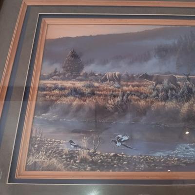 BEAUTIFULLY FRAMED AND MATTED PICTURE OF ELKS