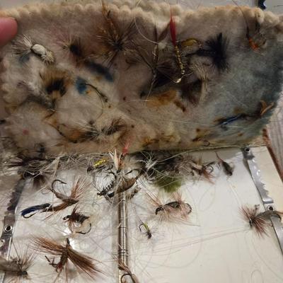 A large Amount of Fly Lures and Leather Carrier