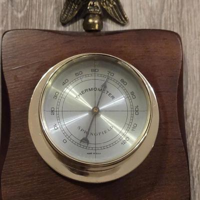 Vintage Barometer Thermometer Humidity Meter Springfield Instrument Co. Wood