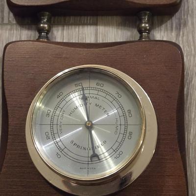 Vintage Barometer Thermometer Humidity Meter Springfield Instrument Co. Wood