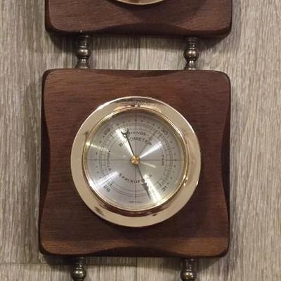 Vintage Barometer Thermometer Humidity Meter Springfield Instrument Co. Wood
