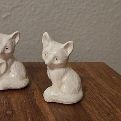 Vintage White Porcelain Foxes