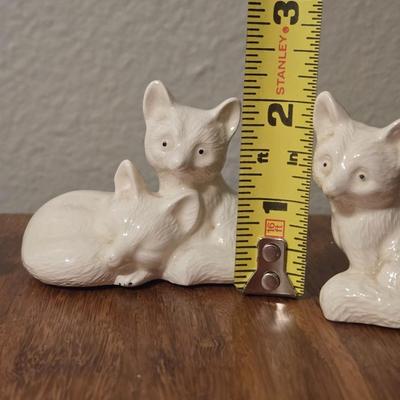 Vintage White Porcelain Foxes
