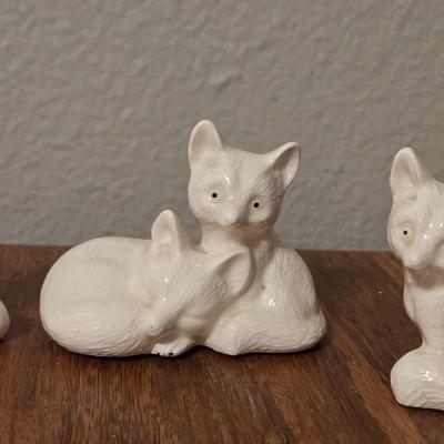 Vintage White Porcelain Foxes