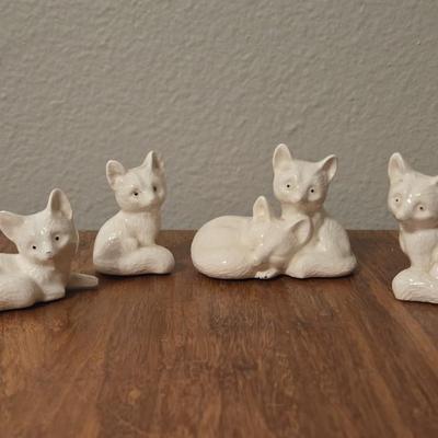 Vintage White Porcelain Foxes