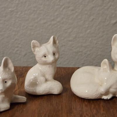 Vintage White Porcelain Foxes
