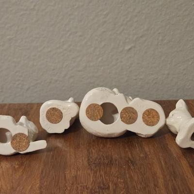 Vintage White Porcelain Foxes