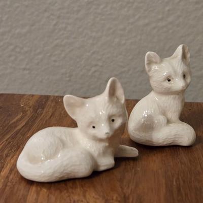 Vintage White Porcelain Foxes