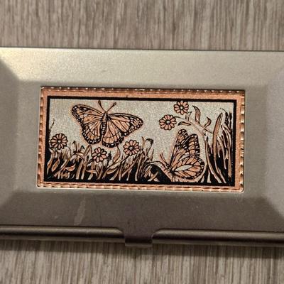 Silver & Copper Butterfly Card Holder