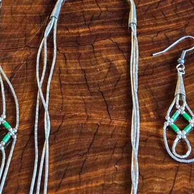 Native American Sterling Silver Necklace, Bracelet, & Earrings Set