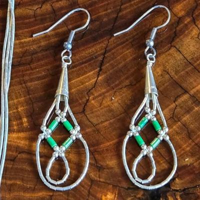 Native American Sterling Silver Necklace, Bracelet, & Earrings Set