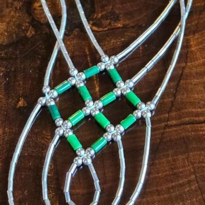 Native American Sterling Silver Necklace, Bracelet, & Earrings Set