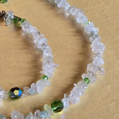 Peridot & Aquamarine Beaded Necklace, Bracelet, & Earrings