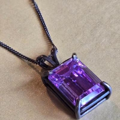 Sterling Silver Italian Chain & Amethyst Necklace