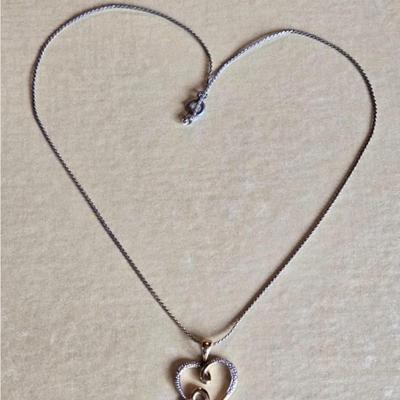 Gold over Sterling Double Heart Pendant Necklace