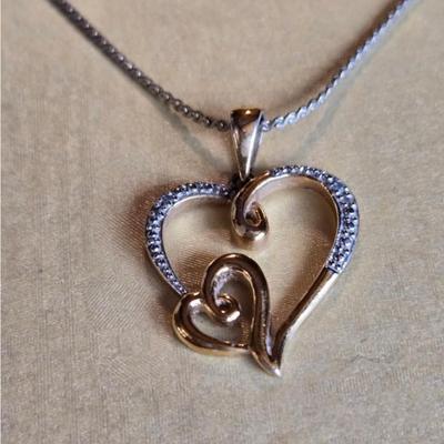 Gold over Sterling Double Heart Pendant Necklace