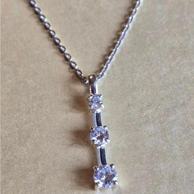 Italian Sterling and Cubic Zirconia Necklace