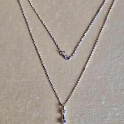 Italian Sterling and Cubic Zirconia Necklace
