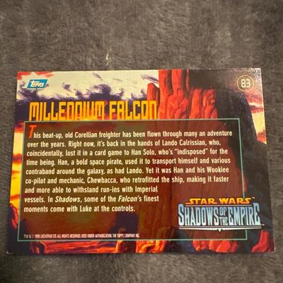STAR WARS SHADOWS OF THE EMPIRE TOPPS CARD COMPANY MILLENNIUM FALCON #83