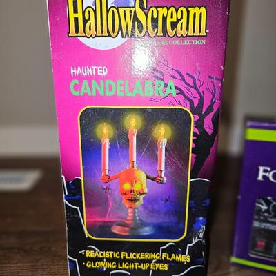 Vintage Halloween Decorations Skeleton Haunted Light Fixture, and Fog Timer