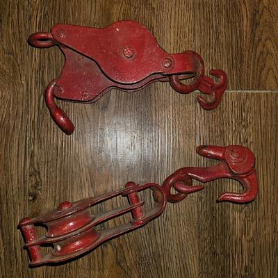 Vintage Possible Durbin Durco Red Double Pulley Lot of 2 - early 1900s