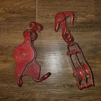 Vintage Possible Durbin Durco Red Double Pulley Lot of 2 - early 1900s