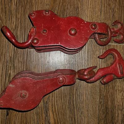 Vintage Possible Durbin Durco Red Double Pulley Lot of 2 - early 1900s