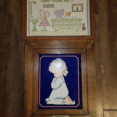 Vintage 1977 Sara Gutierrez Cross-Stich and Hummelwerk Framed Art