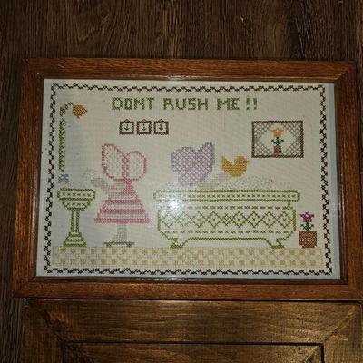 Vintage 1977 Sara Gutierrez Cross-Stich and Hummelwerk Framed Art