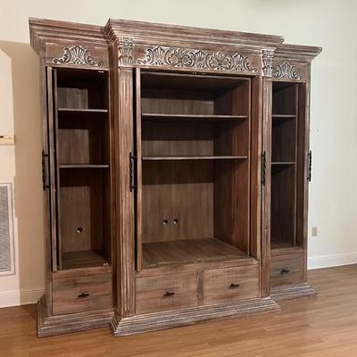 Extra Large 3-Piece Rustic Solid Wood Entertainment Center