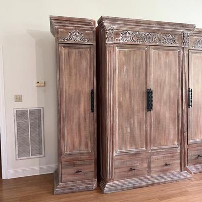 Extra Large 3-Piece Rustic Solid Wood Entertainment Center