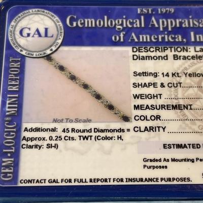 New Never Worn Certified GAL Lab Report Ladies 14K 9-Pennyweights 9.75 Carats Oval Sapphires & Diamonds 7.25" Long (5/13/2014...