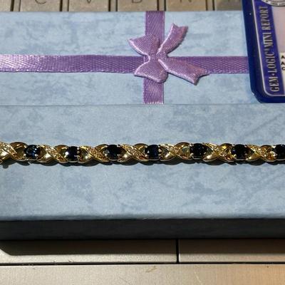 New Never Worn Certified GAL Lab Report Ladies 14K 9-Pennyweights 9.75 Carats Oval Sapphires & Diamonds 7.25" Long (5/13/2014...