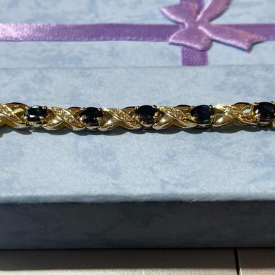 New Never Worn Certified GAL Lab Report Ladies 14K 9-Pennyweights 9.75 Carats Oval Sapphires & Diamonds 7.25" Long (5/13/2014...