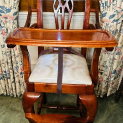 Queen Anne, Vintage Wooden High Chair 