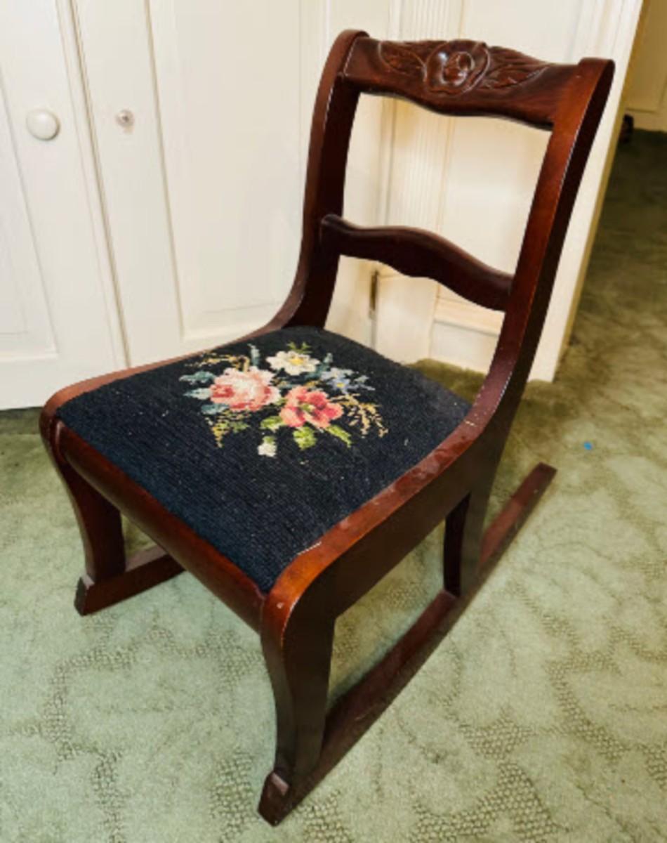 Children's Vintage Duncan Phyfe Rose Mahogany Rocking Chair with ...