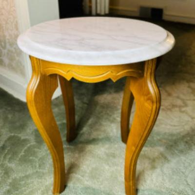 Antique Victorian Marble Top Made In Italy Solid Wood Small End Table