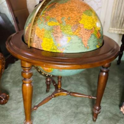 20th Century World Globe on Wooden Tripod Pedestal
