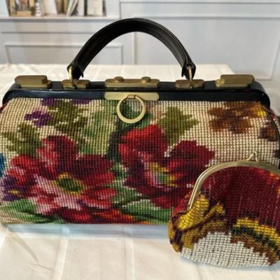 Koret Roses Frame Carpet Bag 1960s Leather Interior Handbag- Rare Find