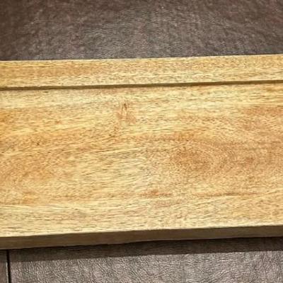 Wooden Serving Tray with Metal Handles