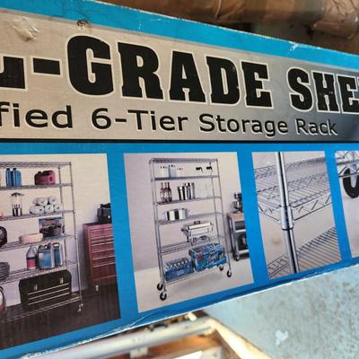 Commercial Grade NFS Shelving 6 Tier Rack w 4" casters Sealed Box